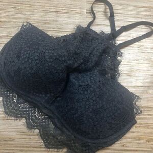 483 Victoria's Secret PINK push-up lacy high-neck bra bralette BLUE sz M